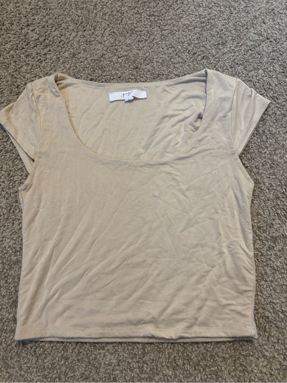 gaze Beige Scoop Neck Crop Top